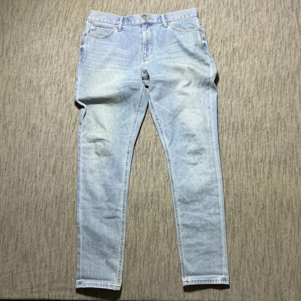 Banana Republic Travel Stretch Jeans Mens 34x32 Skinny Fit Light Wash Blue Denim